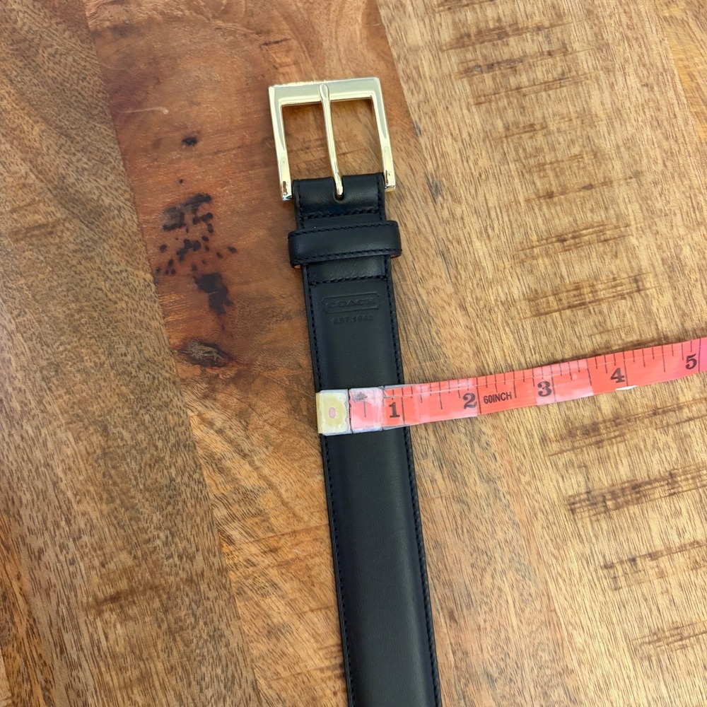 Coach Leather Belt Mens 40 Gold Buckle Black Classic Dress Office Professional - Picture 9 of 10